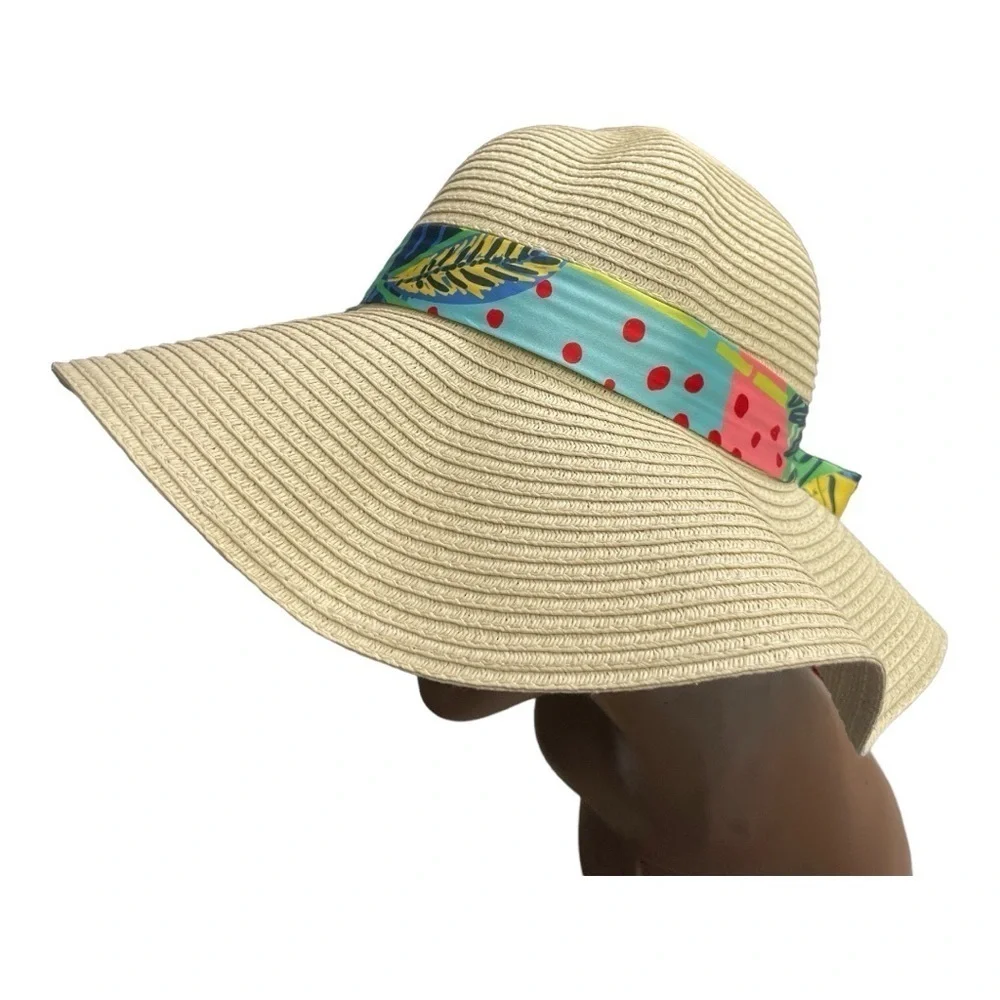 Steve Madden Sun Hat with Tropical Floral Silk Scarf
